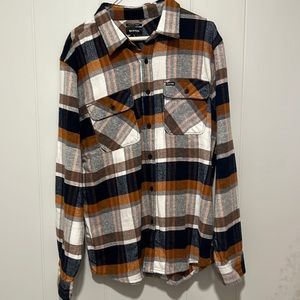 Brixton Mens Flannel Size Large, bowery l/s flannel color joe blue/off white